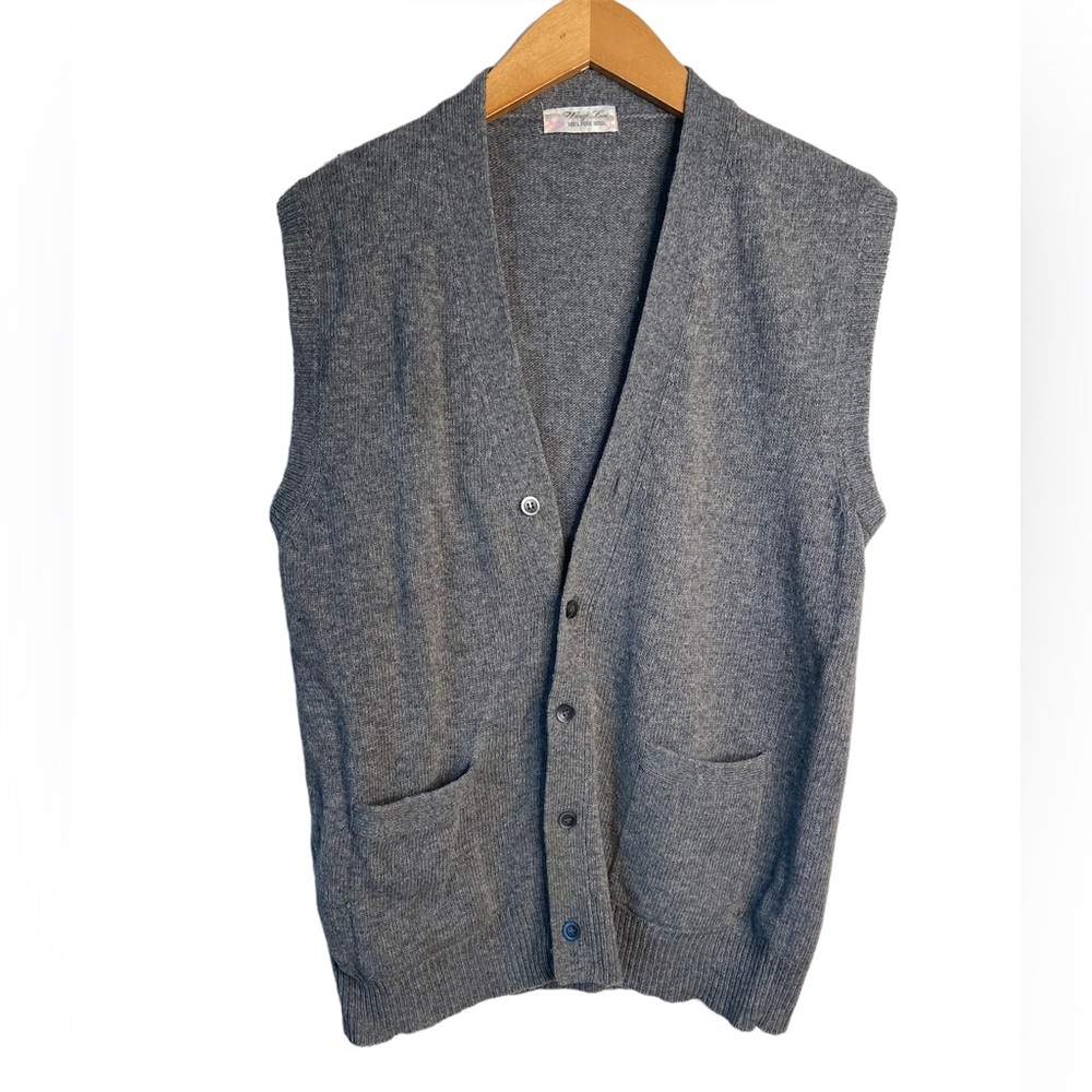 Men’s Wool Front Button Knit Vest Large
